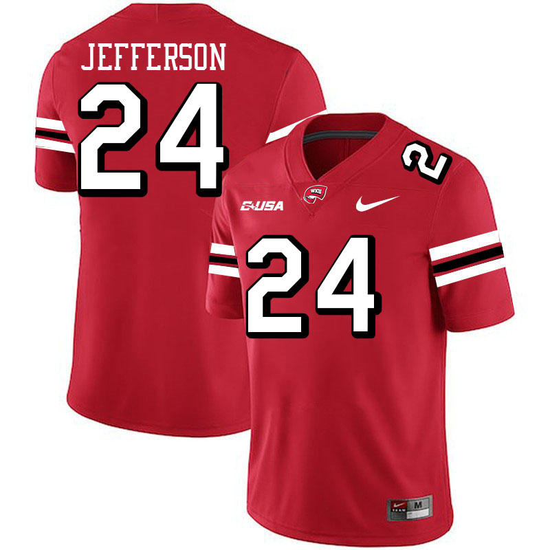 Western Kentucky Hilltoppers #24 Damari Jefferson College Football Jerseys Stitched-Red